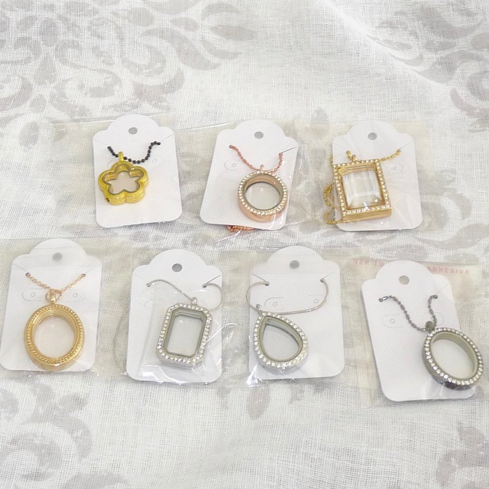 FL *U Choose* Floating Memory Locket Pendants Oval,Pear,Square,Flower, w/10 char - Picture 2 of 9